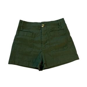 Maeve Anthropologie The Colette Linen Blend Cargo Green Shorts 💚